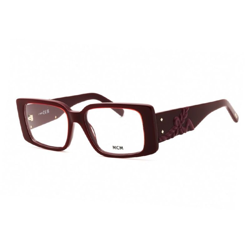 MCM Eyeglasses Rectangle Full Rim, Shiny Bordeaux Frame and Clear Demo Lenses